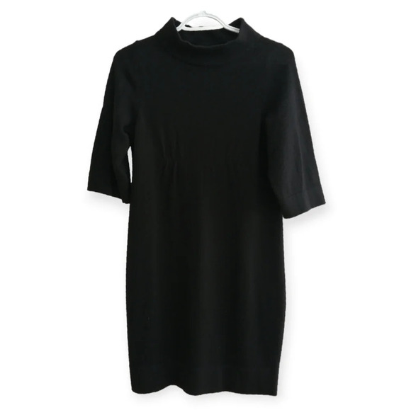 Vince 100% Cashmere Black Sweater Mini Dress with Mockneck and Ruched Front XS - Picture 17 of 17